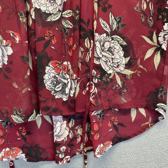 American Rag Tunic Blouse Top Womens Large  Red/Brown Floral Pattern 3/4 Sleeve - Picture 7 of 12